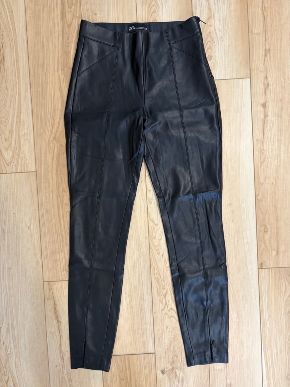 Zara Black Faux Leather High-Rise Slim Pants